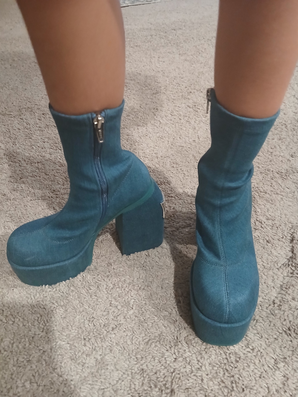 Naked Wolfe Sugar Denim Platform Sock Boots - Picture 8 of 8